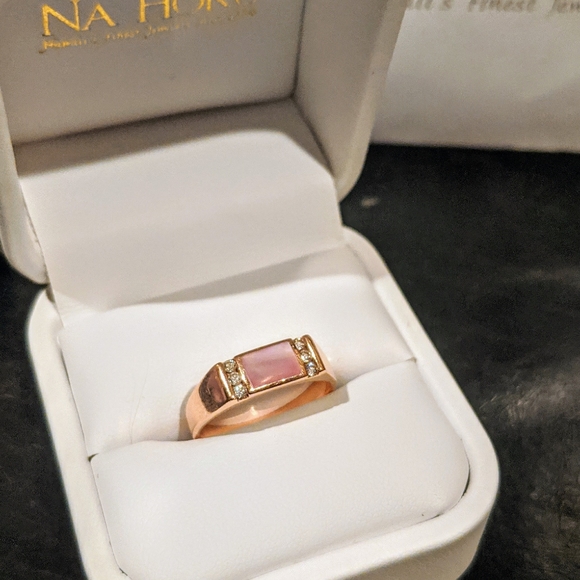 14k Pink Mother of Pearl Diamond Rose Gold Ring - Picture 10 of 14
